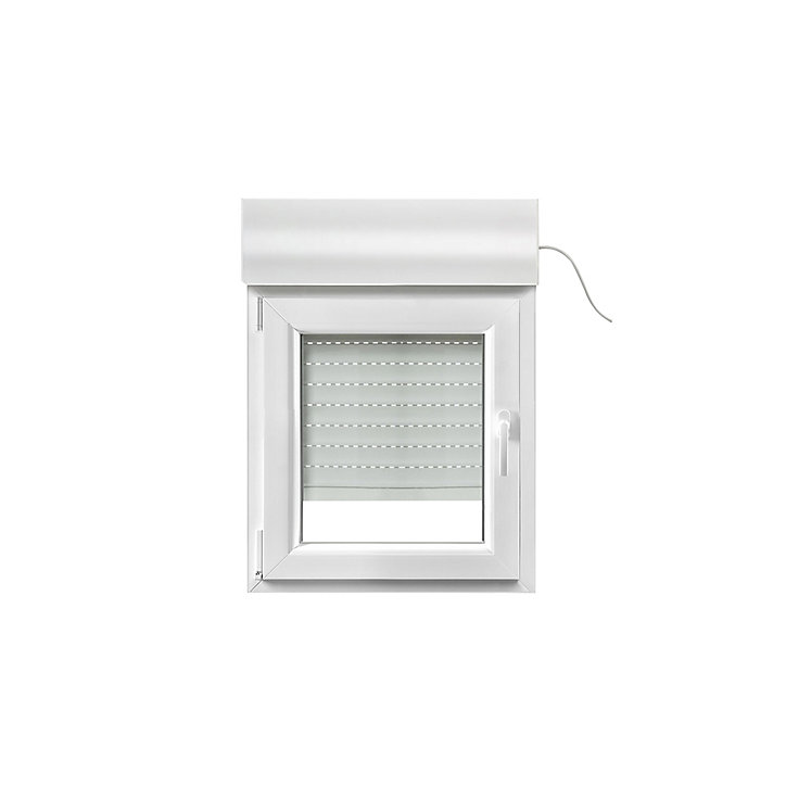 Fenêtre PVC 1 vantail oscillo-battant + volet roulant électrique GoodHome blanc - l.40 x h.45 cm, tirant gauche