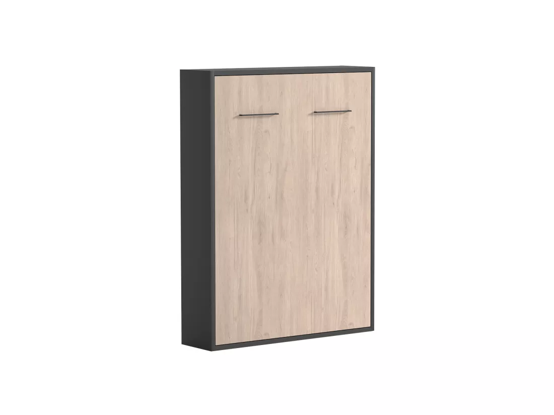 Lit escamotable 140 x 200 cm - Ouverture verticale manuelle - Coloris : Naturel et anthracite - MALINA II