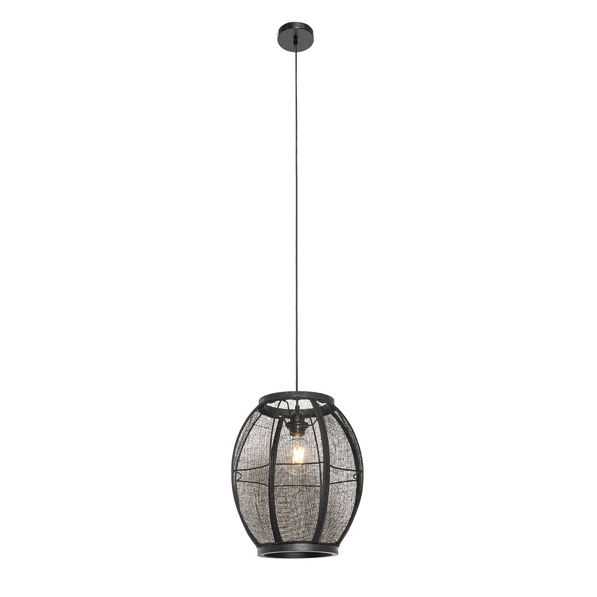 Oosterse hanglamp zwart stof 35 cm - Rob