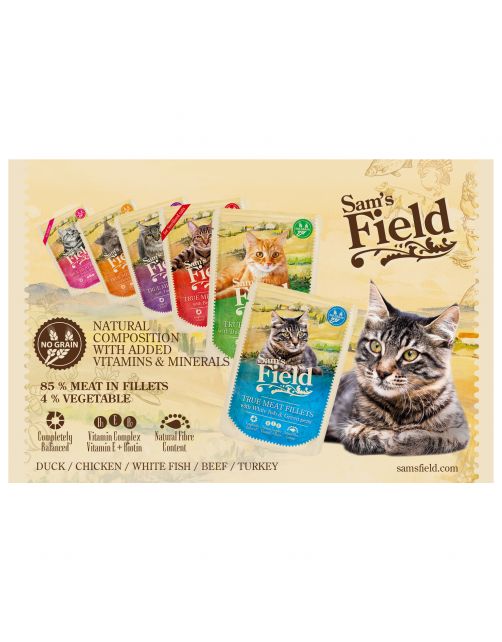 Sam's Field Cat Maaltijdzakjes True Meat Filets 85 g - Kattenvoer