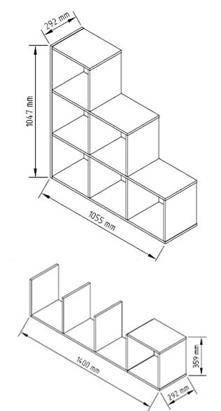 VCM Holz Treppenregal Stufenregal Würfel Standregal Raumteiler 10 Fächer Napoli