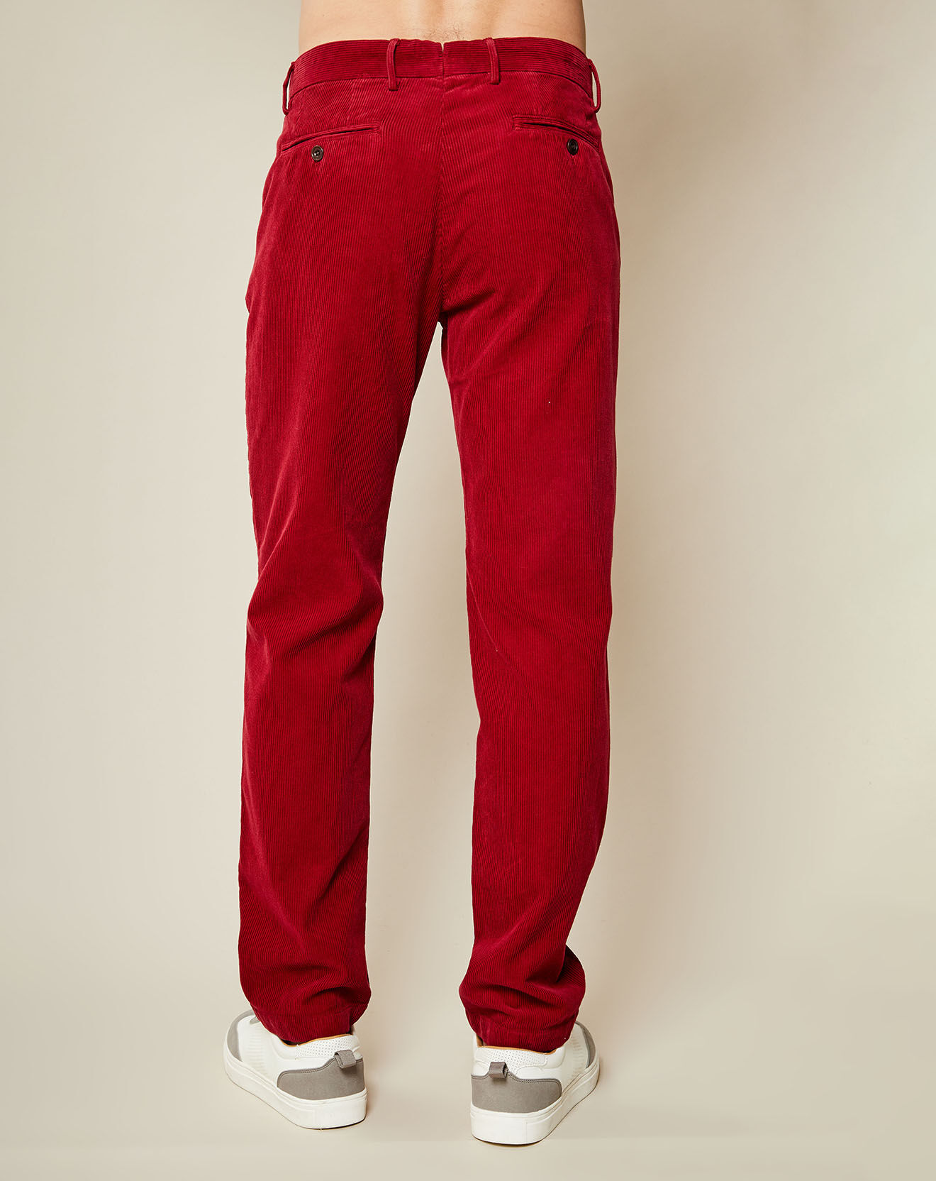 Hartford Pantalon Tobby en Velours côtelé rouge