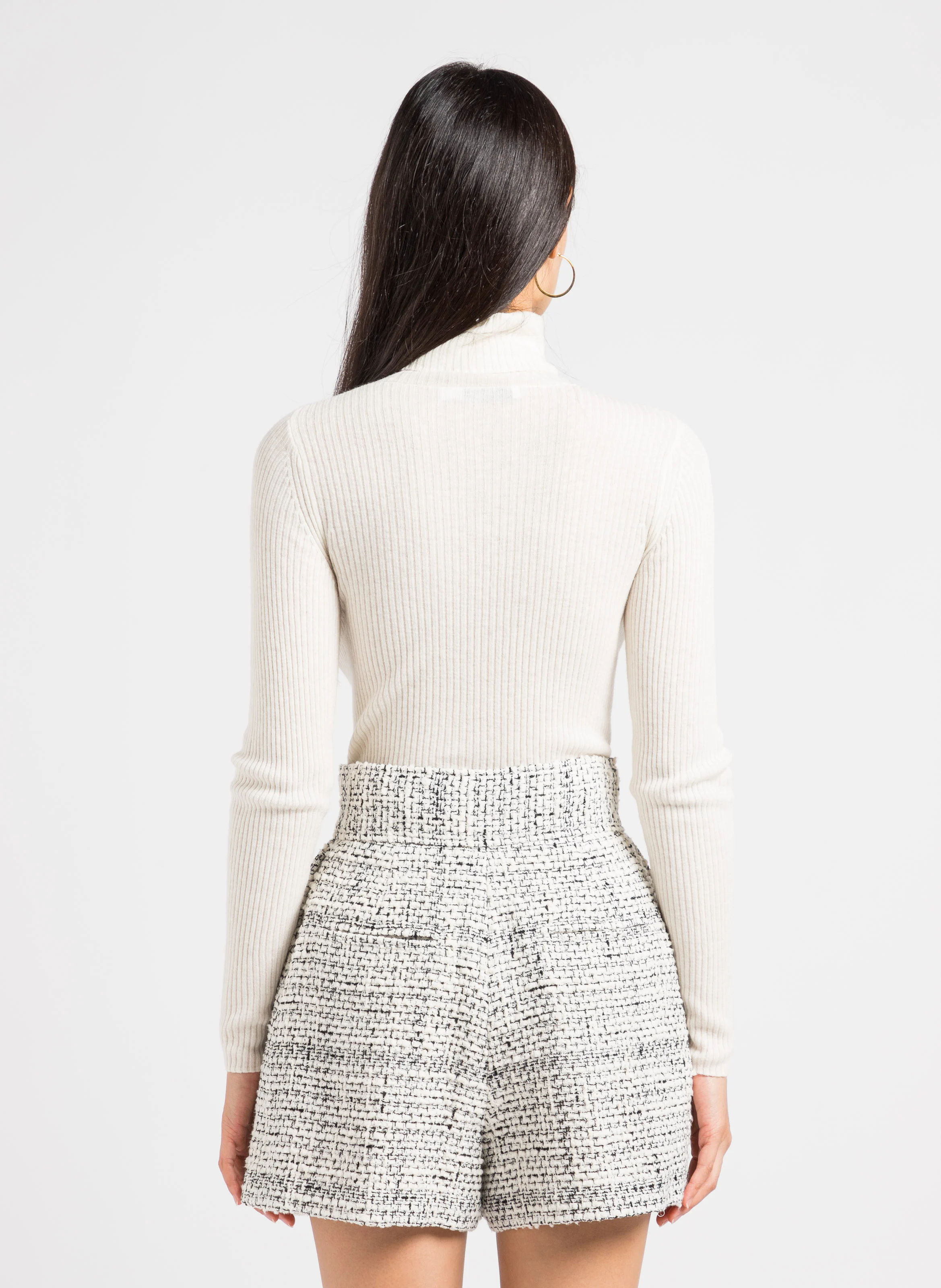 ZEO - Pull col roulé en laine mélangée | Beige