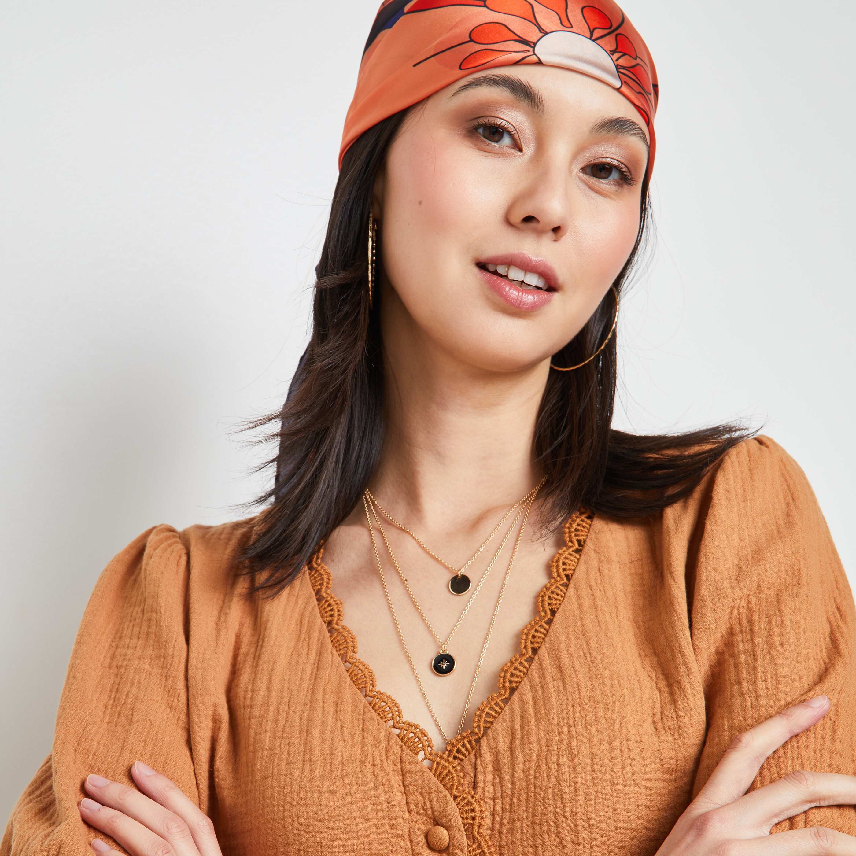 Chemisier en gaze de coton femme - CAMEL