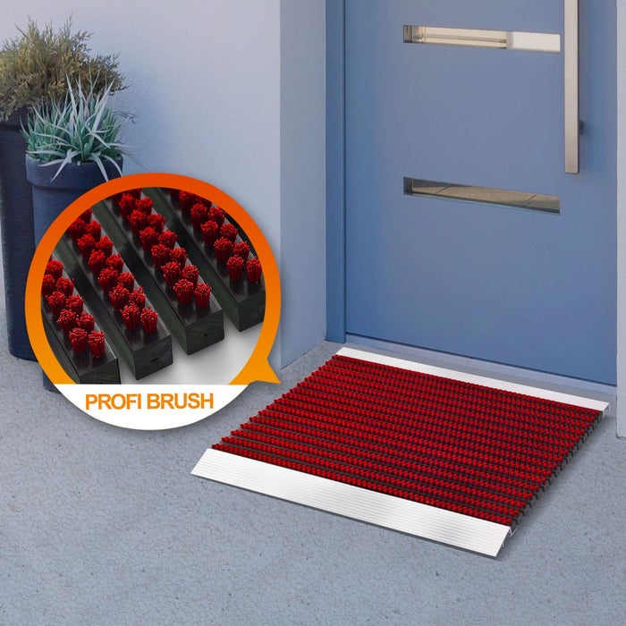 Deurmat - Profi Brush - Vuilvangmat met aluminium frame / Rood 40 x 60 cm