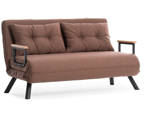 CONCEPT1 - Canapé lit Sando 2 places marron clair 133 x 78 x h78
