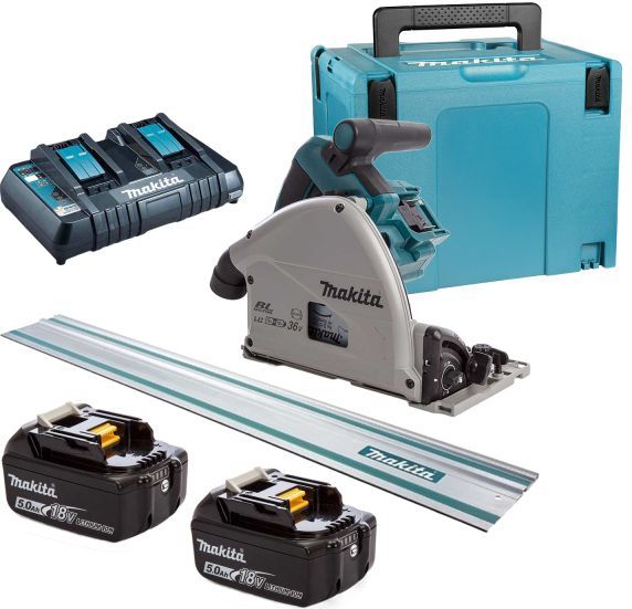 Makita DSP600PT2J1 - Invalzaag Set - 36V - 2x 5,0Ah Accu - 165 X 20mm - Koolborstelloos