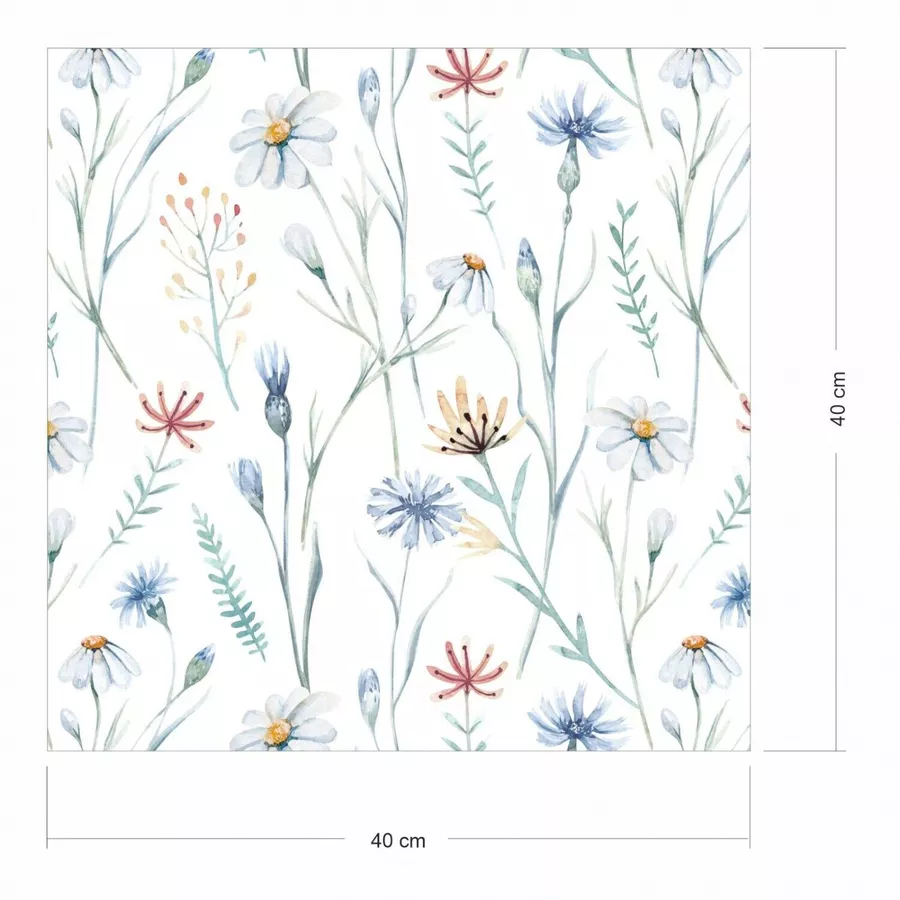Nikima Klebefolie KF-25 selbstklebende Folie - Blumenwiese blau weiß bunt