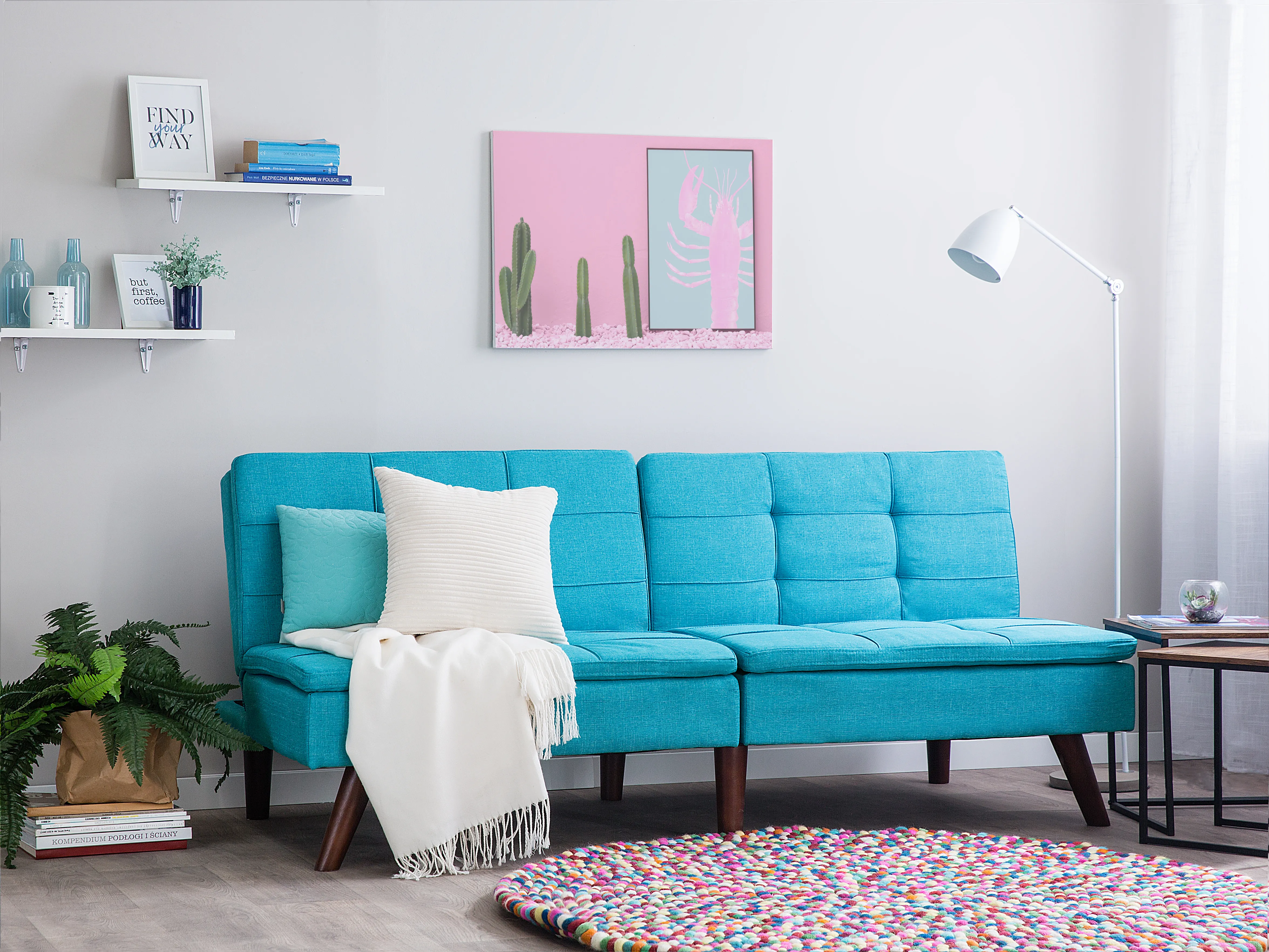 Slaapbank 3-zits RONNE Stof Turquoise