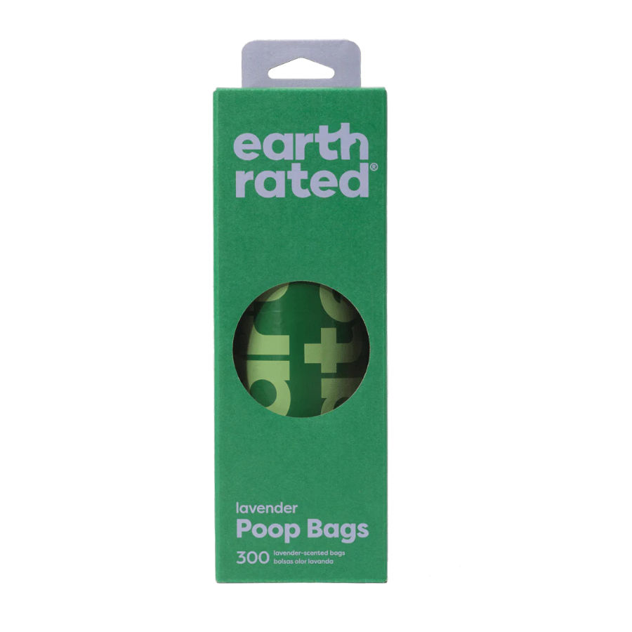 Sacos para fezes de cachorro Earth Rated, rolo único, com aroma de lavanda.