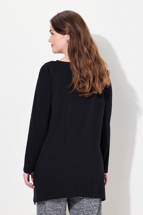 Shirt, Knöpfe, U-Boot-Ausschnitt, Langarm, Biobaumwolle