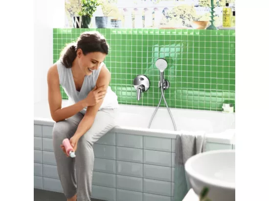 Pommeau de douche HANSGROHE Croma 100 EcoSmart chromé + flexible de douche 1,60 m HANSGROHE Isiflex chromé