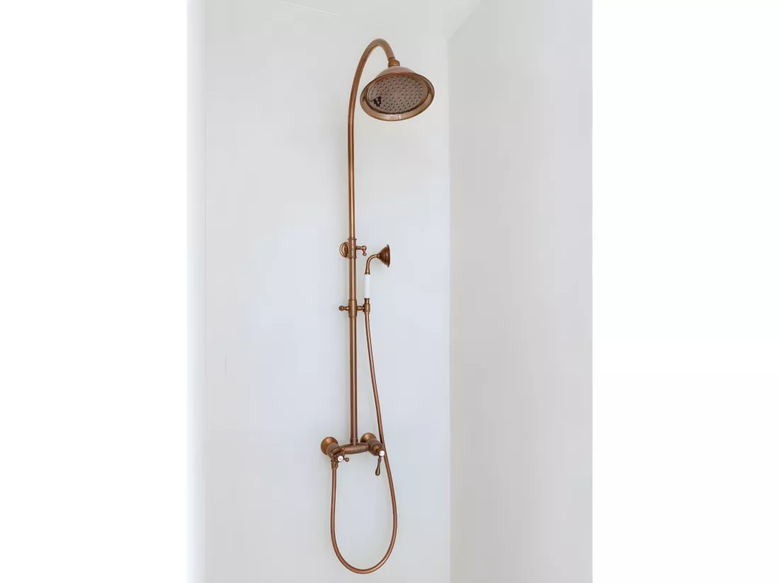 Leeds colonne de douche rétro cuivre brossé mitigeur mécanique - Essebagno