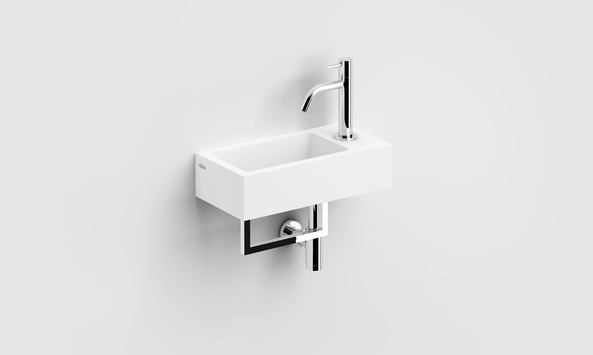 Clou Flush 3 fontein solid surface 36cm rechts met handdoekhouder wit mat