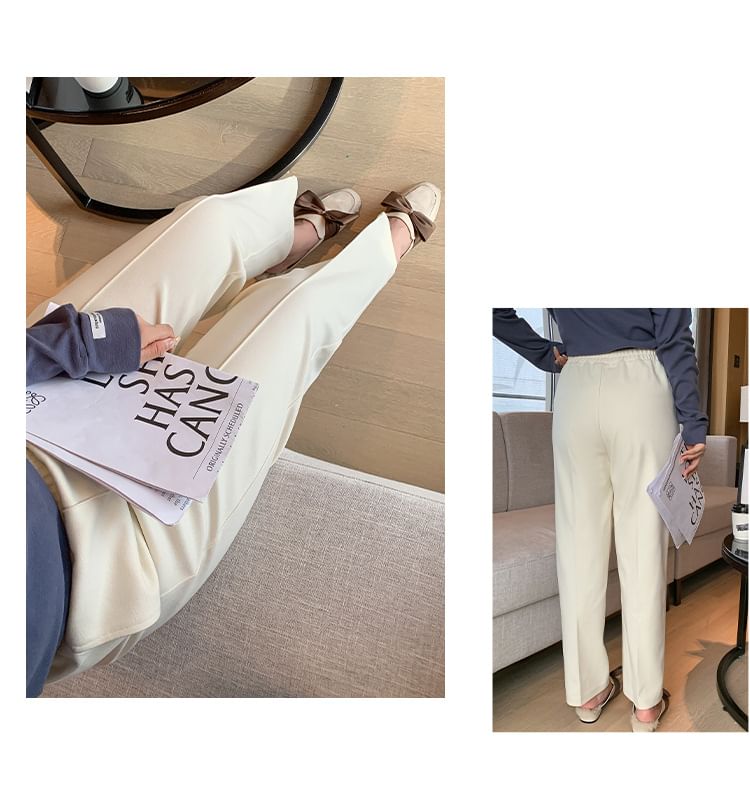 Appelsin - Hoge taille effen rechte joggingbroek