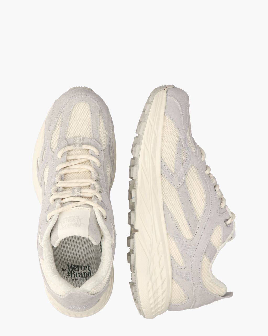 Mercer Amsterdam The Re-Run Max Suède Off-White/Lichtgrijs Herensneakers