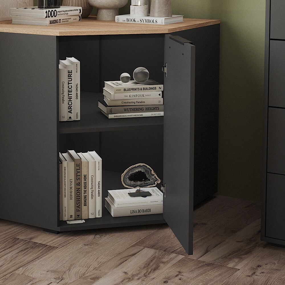 Vicco Eckkommode Betti Anthrazit Sonoma 78 x 78 cm Wohnzimmer 1 Tür