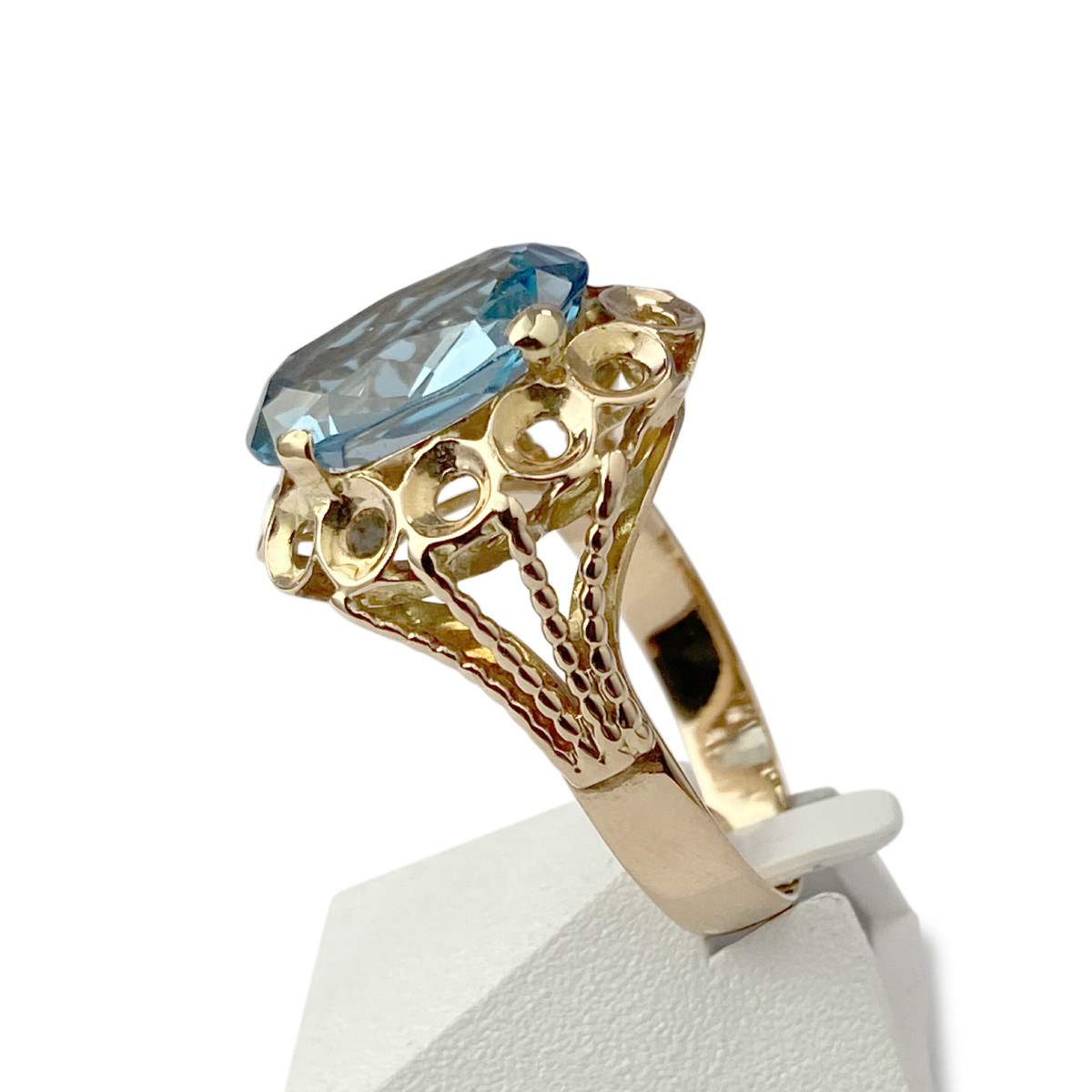 Bague d'occasion or 750 jaune topaze traitée London Blue