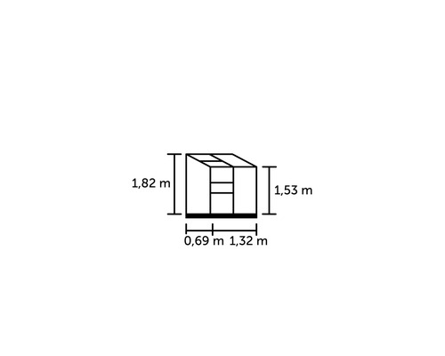 Aanbouwkas Halls Altan 2, polycarbonaat 4 mm, 132 x 69 cm, zwart