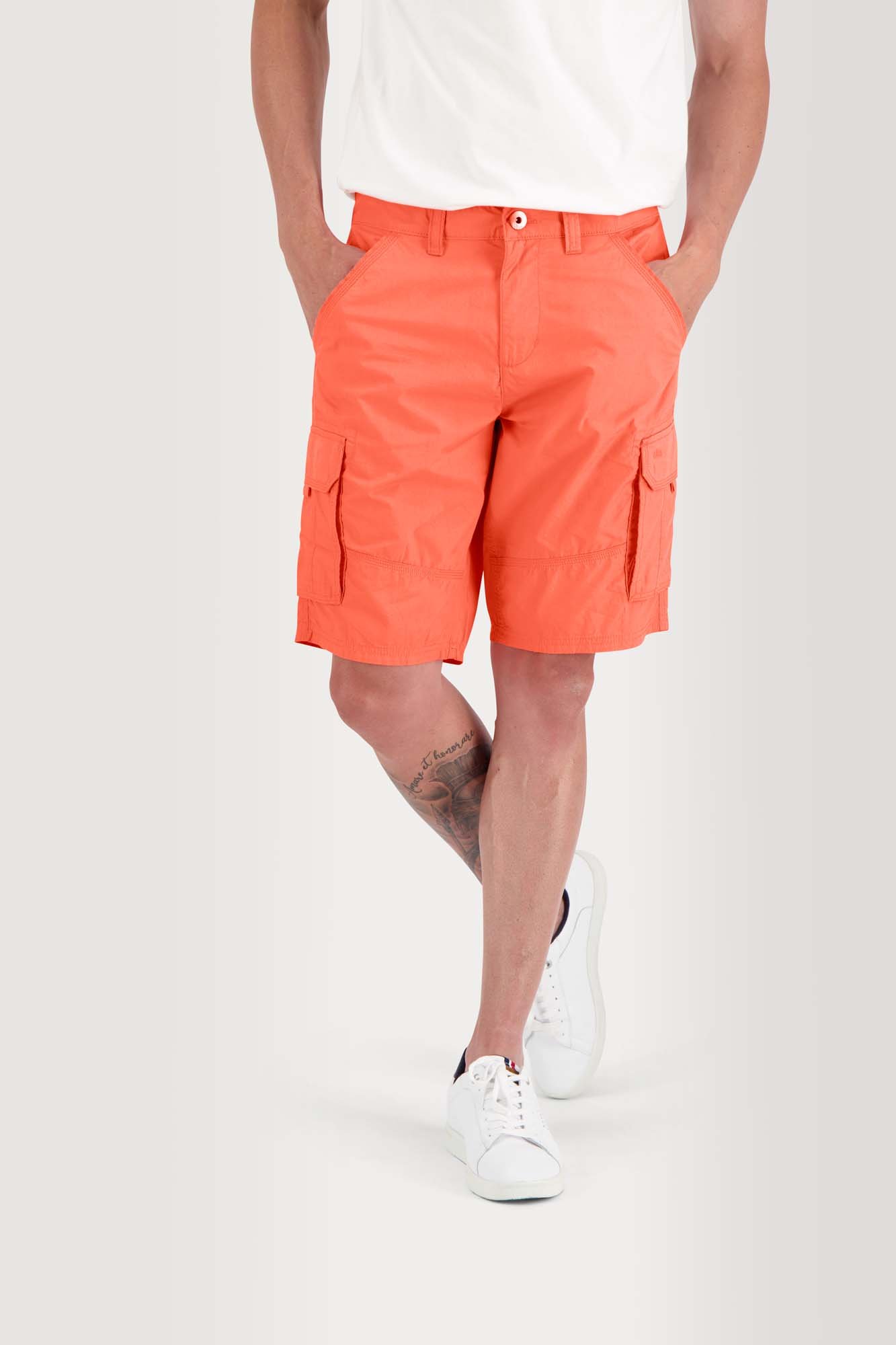 Bermuda Homme Ceinture Semi-Elastiquée Coton Corail