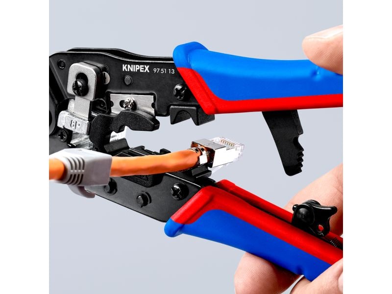 Knipex Crimpzange für RJ45-Westernstecker 190 mm Crimpzange für Kabelschnitt