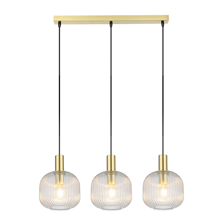 Suspension Lybia 3 lumières E27 75W ⌀74xL.20xH.110cm laiton GoodHome