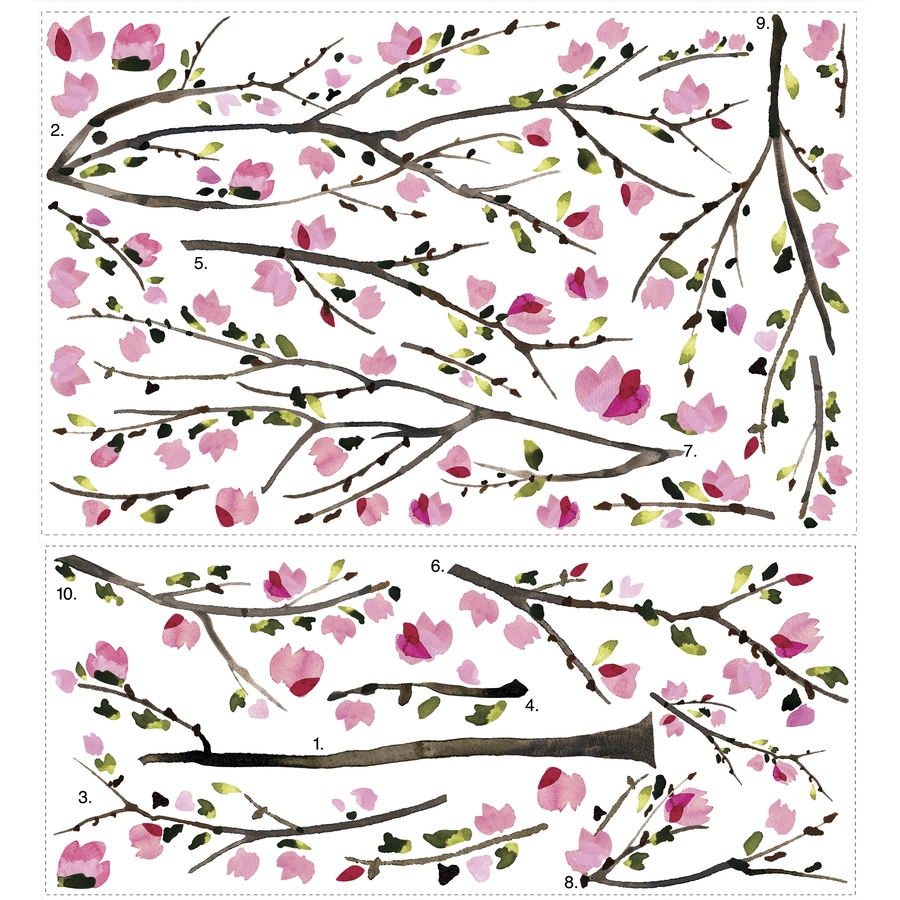 Room Mates Baum Blüten Pink Mehrfarbig