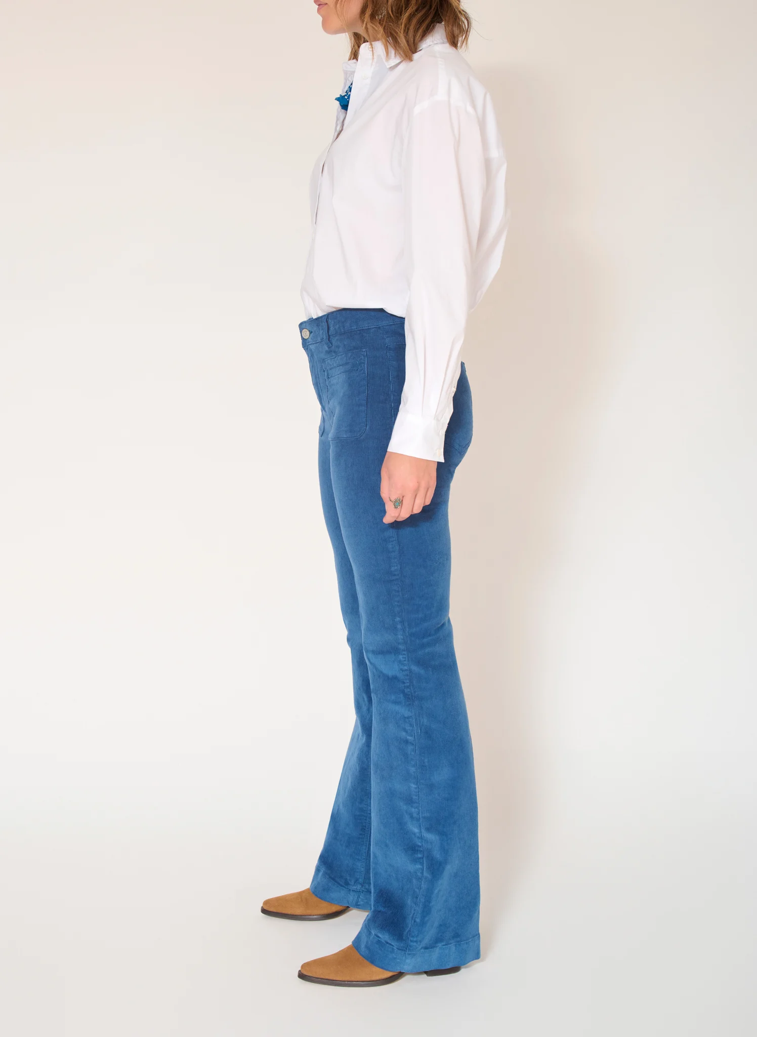 THE DIANA - Pantalon droit en coton mélangé | Bleu