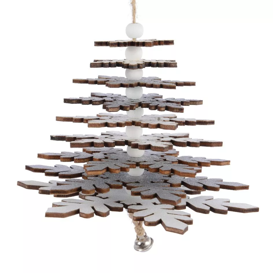 Sapin de Noël à suspendre en bois (H24 cm) Douglas Blanc