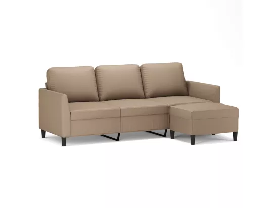 Canapé à 3 places avec repose-pieds Cappuccino 180cm Similicuir