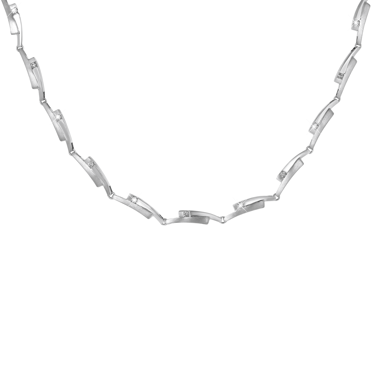Zilveren ketting mat/glans met zirkonia