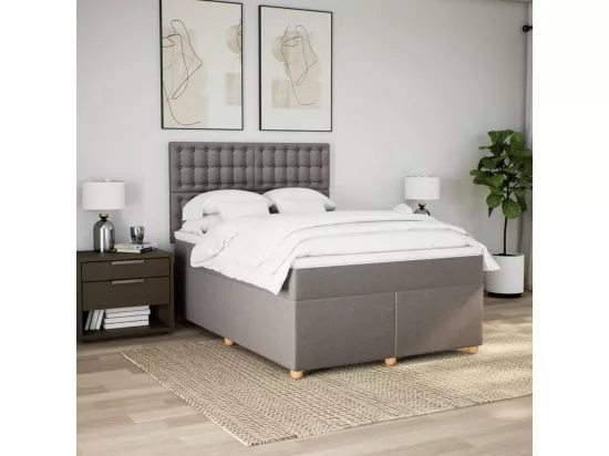 Sommier à lattes de lit avec matelas Taupe 140x190 cm Tissu