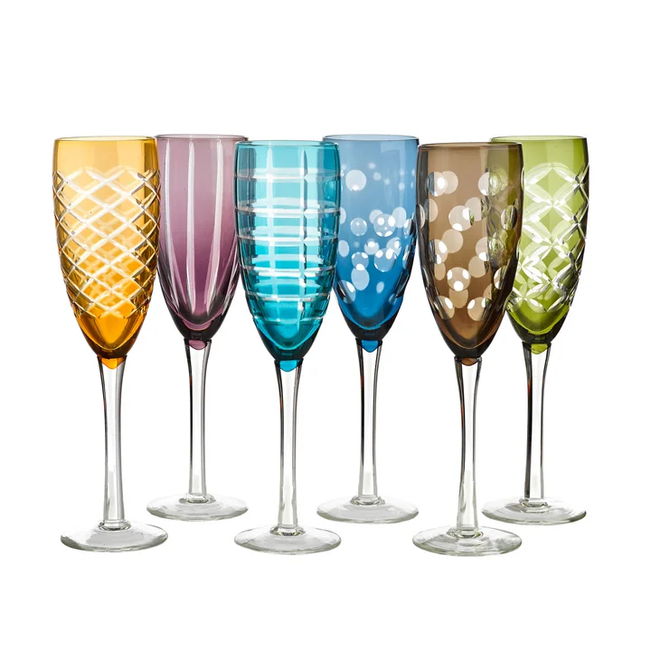 Pols Potten - Cuttings Champagnerglas, Ø 6 cm, mehrfarbig (6er-Set)
