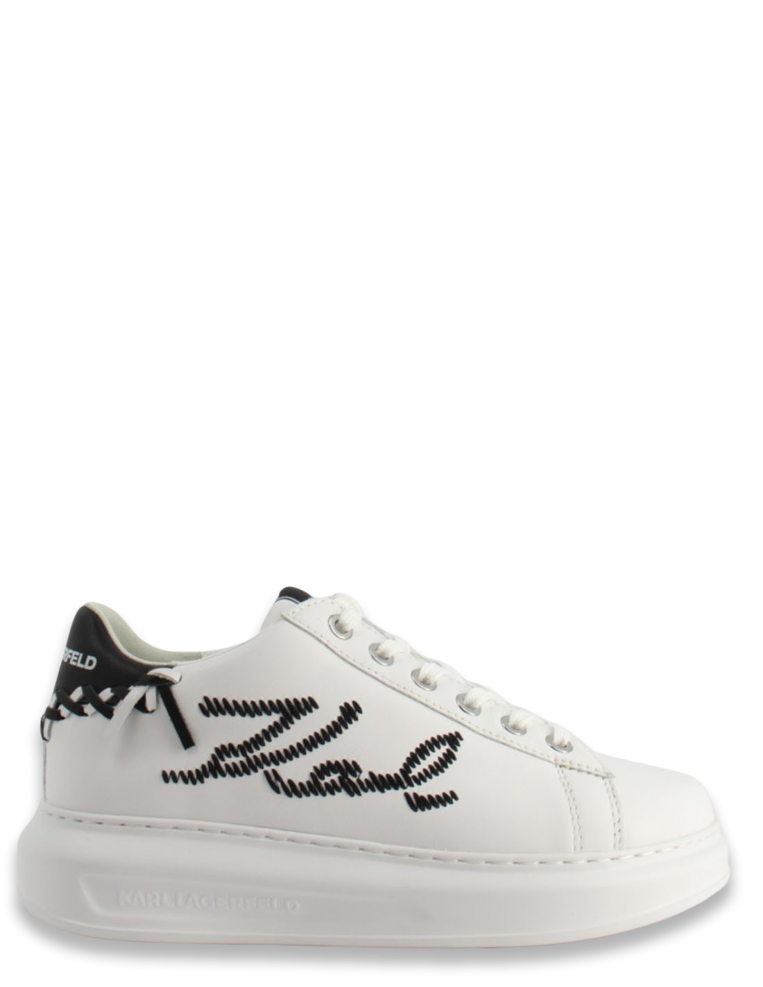 karl lagerfeld Baskets de ville Femme Kapri Whipstitch Lo Lace Cuir Blanc/Noir