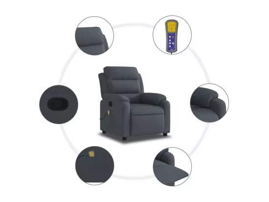 Fauteuil massant inclinable gris foncé velours