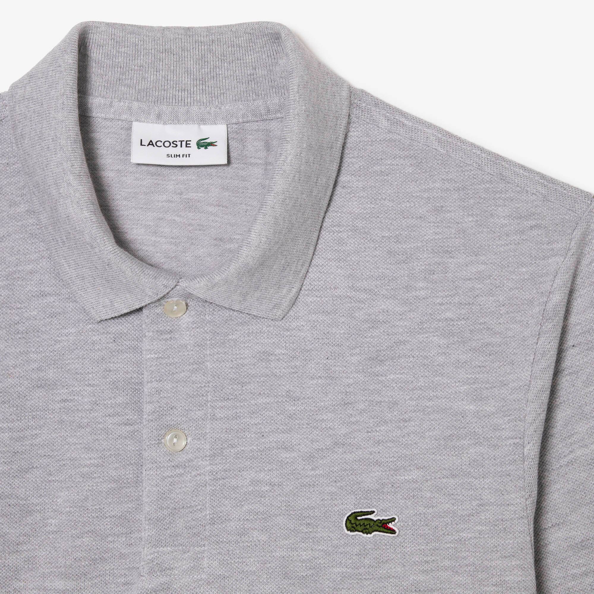 LACOSTE Slim Fit Herren-Poloshirt aus Petit Piqué Lange Ärmel - Grau - Lacoste - Herren