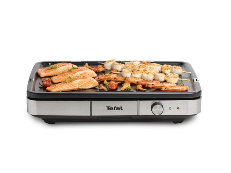 Tefal Tischgrill Maxi Plancha Schwarz/Silber XXL-Elektrotischgrill