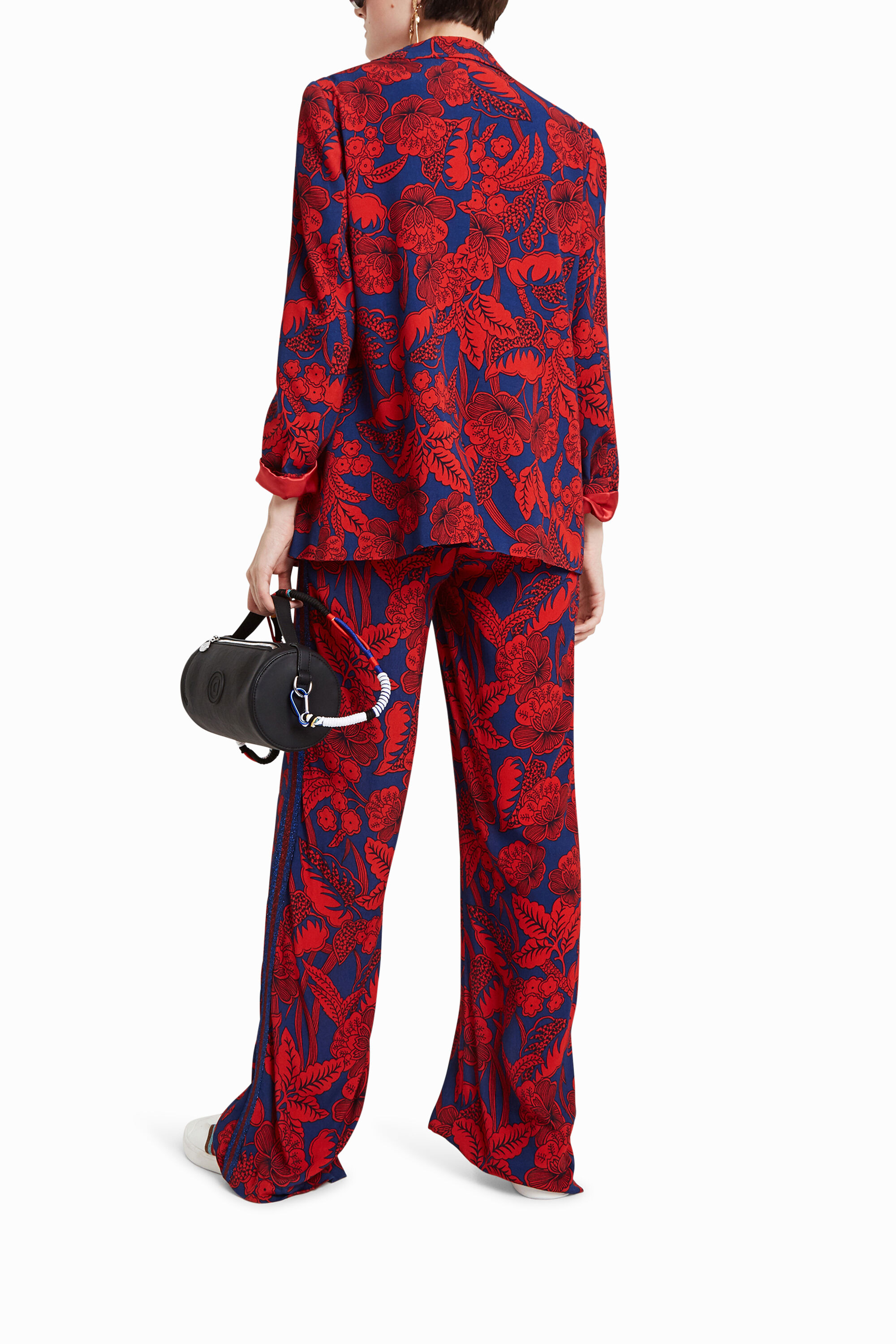 Veste de tailleur fleurie bordeaux