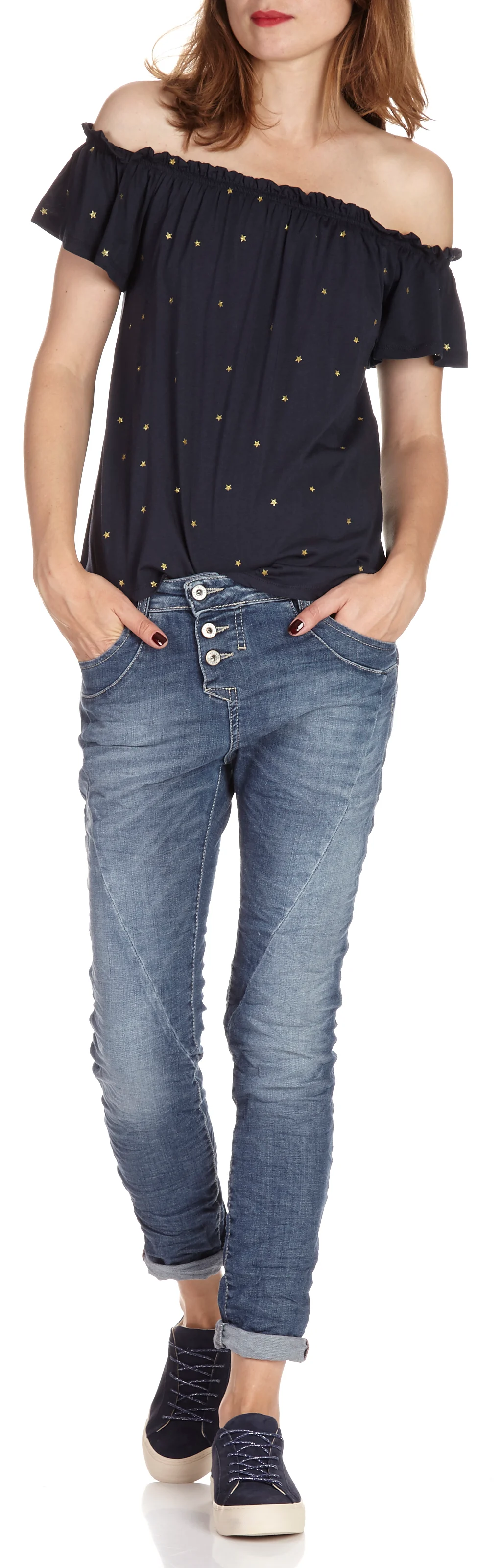 Jean boyfriend taille normale | Bleu