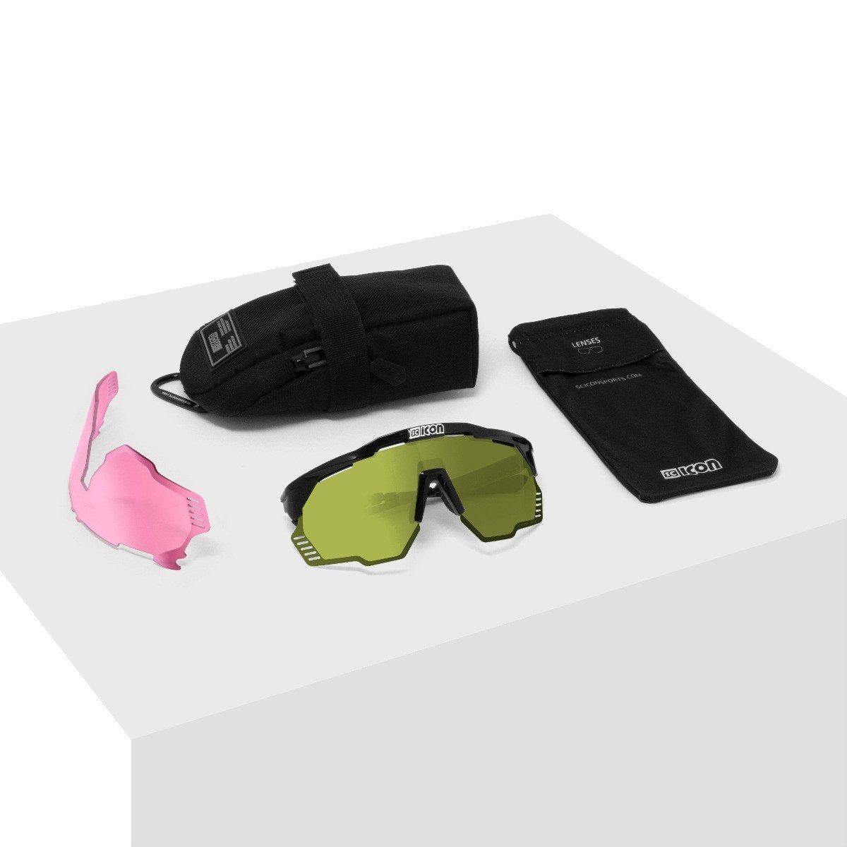 Scicon Aeroshade Kunken cykelbriller Matte Carbon Green Trail