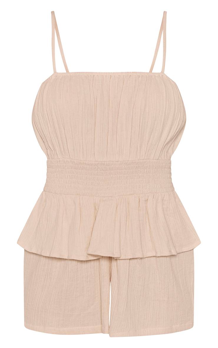 Citron Combi-short À Bretelles Fines Avec Basque Texturée