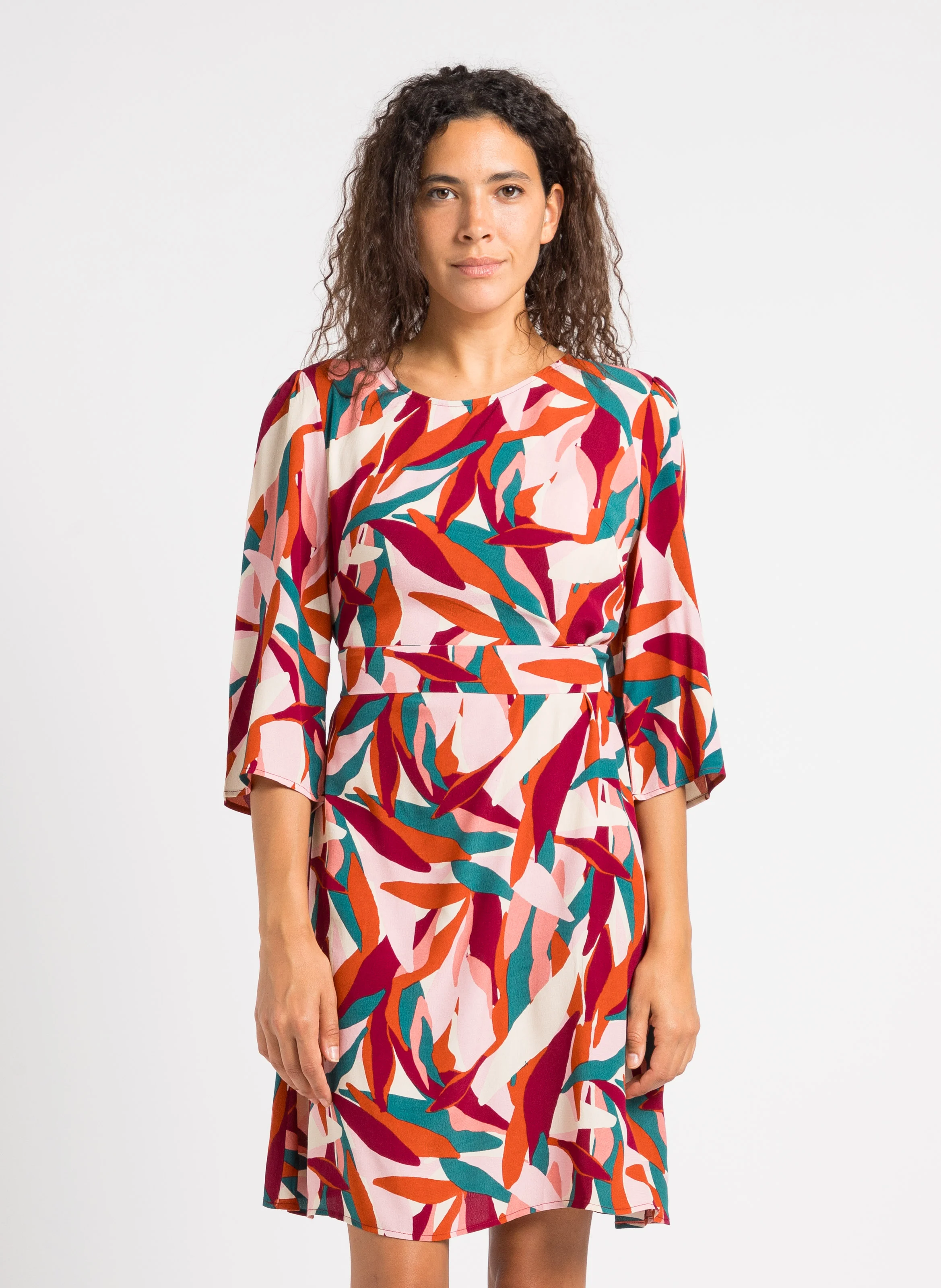 LIDYA - Robe courte fluide imprimée | Vert