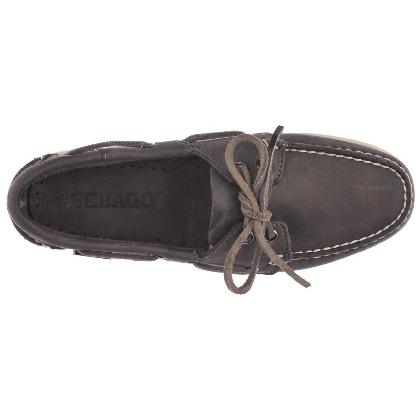 DOCKSIDES PORTLAND CRAZY H Dark Grey-Chaussures bateau pour femme en cuir gris Portland