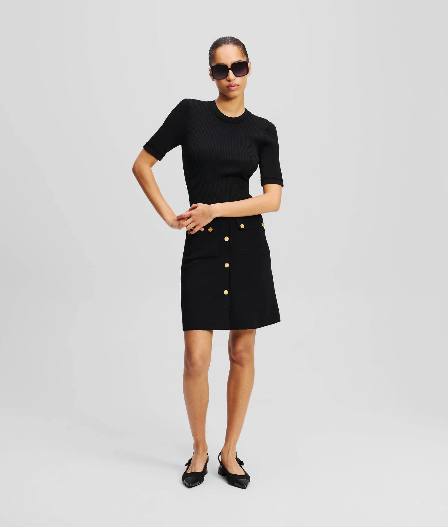ROBE AVEC BOUTONS - Noir