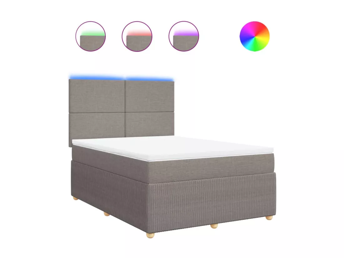 Sommier à lattes de lit avec matelas Taupe 160x200 cm Tissu