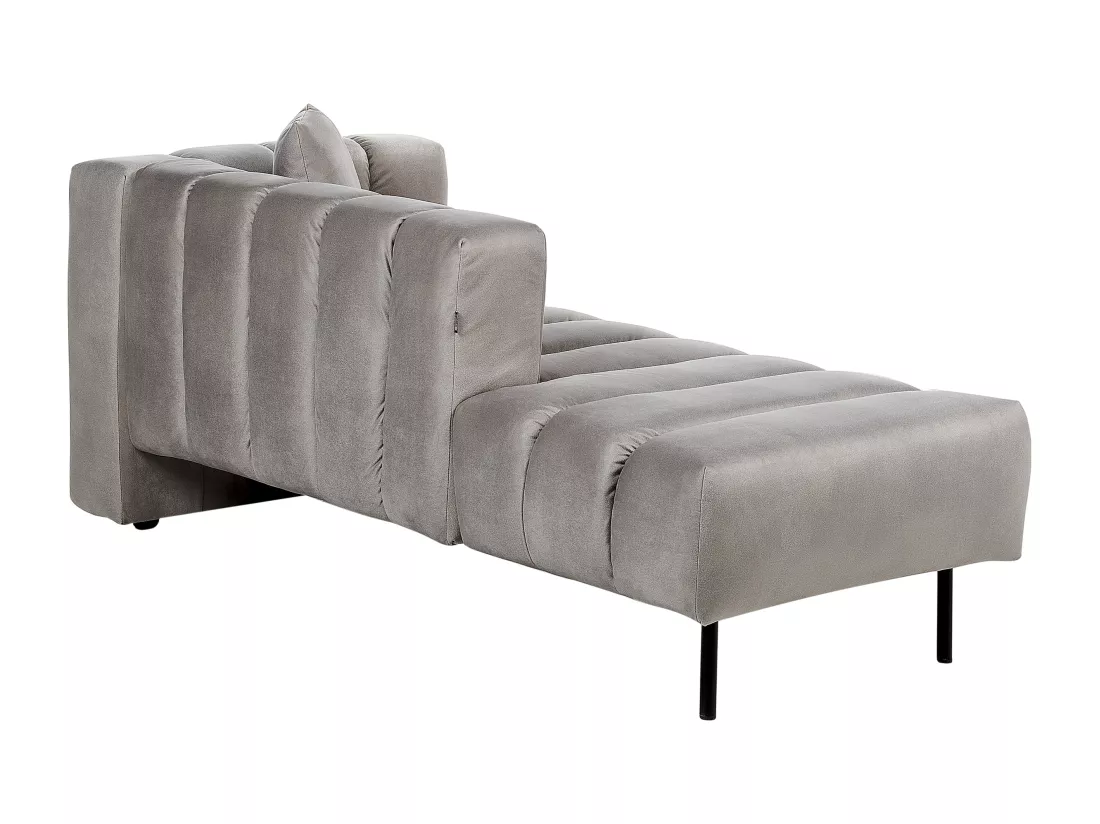 Chaise longue côté droit en velours taupe LANNILS