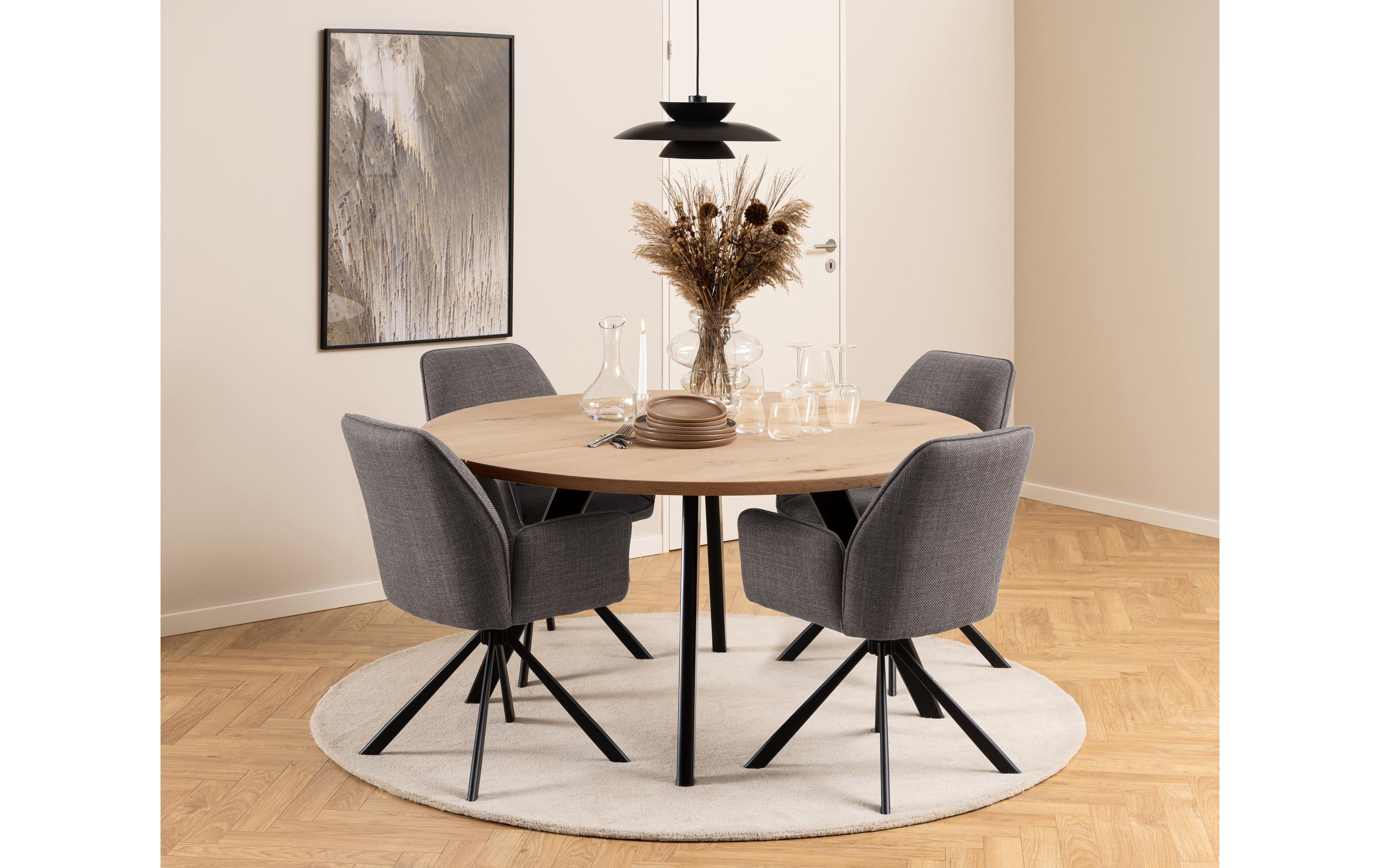 Stuhl Glenda, 2 Stück, Hellgrau/Braun<br>Moderne Esszimmerstühle mit Armlehnen