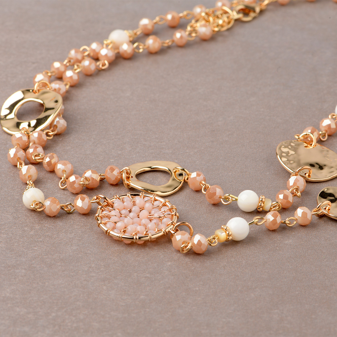Gina Benotti Damen Kette mit verschiedenen Details rosa / gold