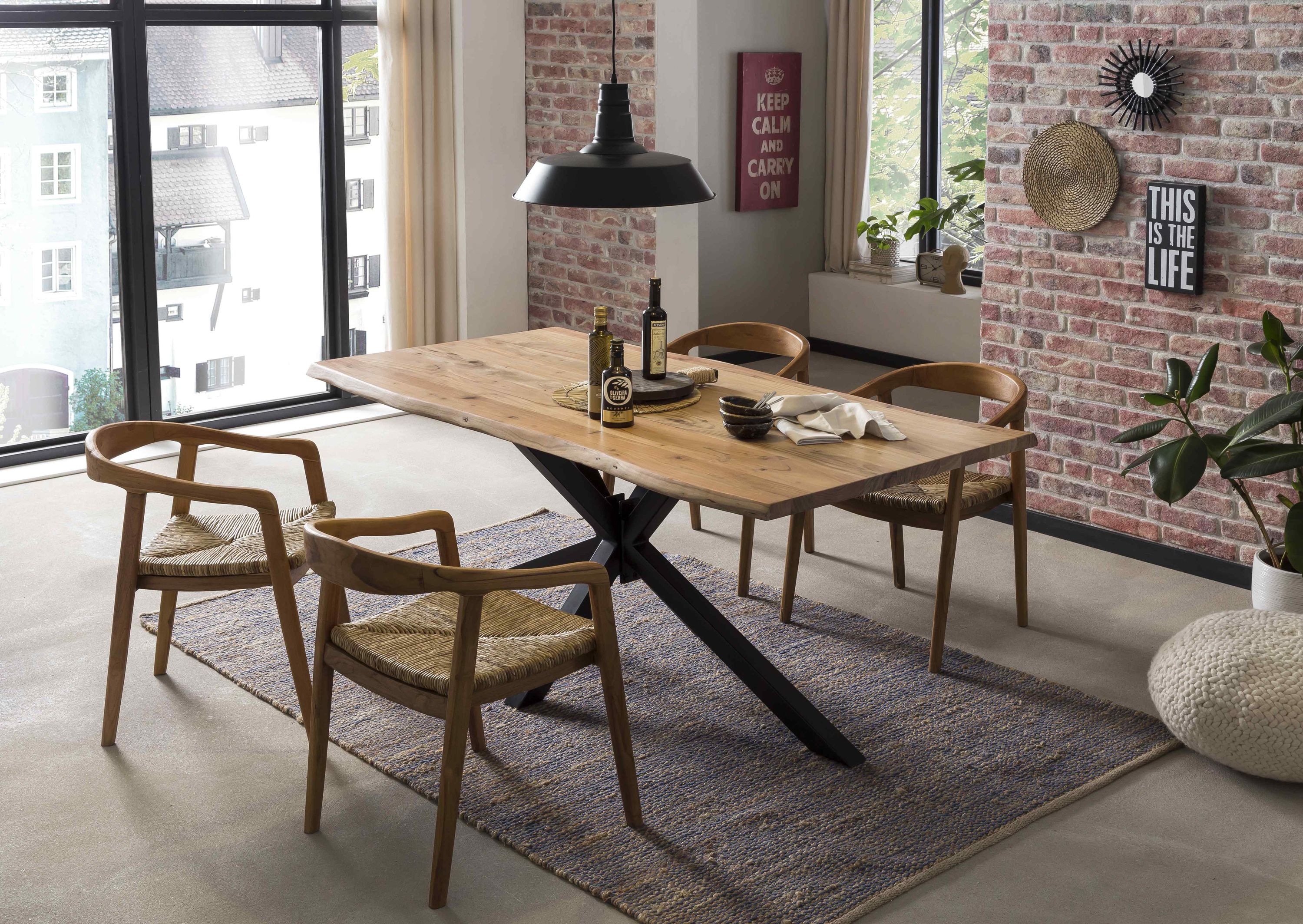 Armlehnstuhl Teakholz Essstuhl Küchenstuhl Wohnzimmer Küche Esszimmer Stuhl