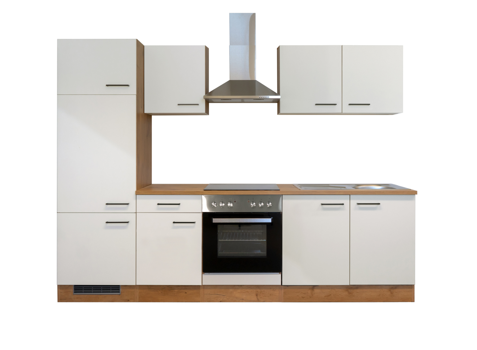 Küchenblock VINTEA - Magnolia matt - Lancelot Oak - 270 cm - mit E-Geräten